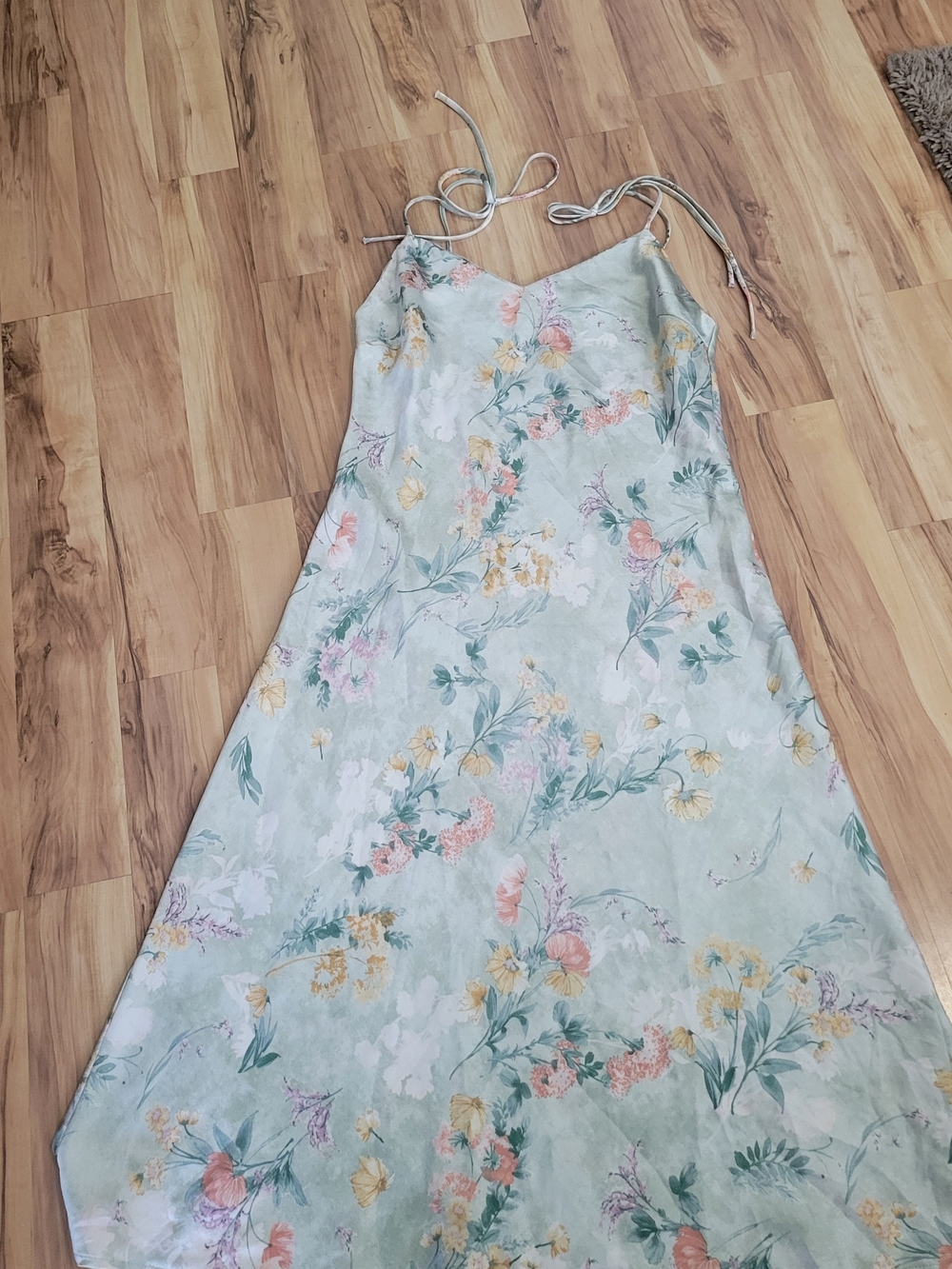 Cynthia Rowley Pastel Green Floral Maxi Slip Dress